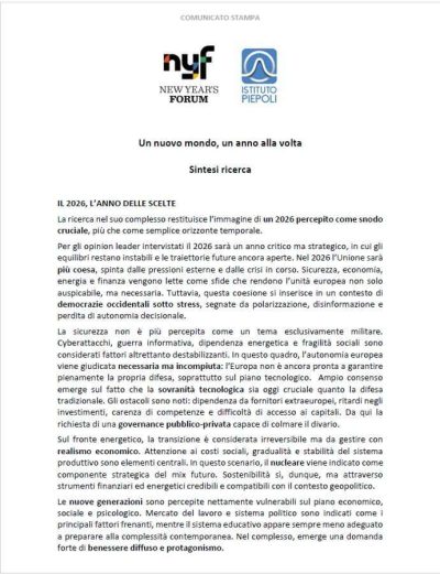 cs ricerca Piepoli New Year's Forum 2026 Cover def